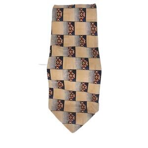 ROBERT TALBOTT Studio Men's Silk Necktie USA Designer Geometric Blue/Gold EUC